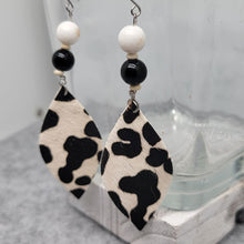 Load image into Gallery viewer, Pony Hair Leather &amp; Agate Earrings
