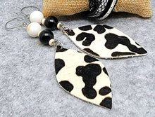 Load image into Gallery viewer, Pony Hair Leather &amp; Agate Earrings
