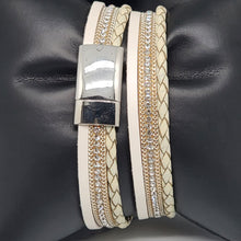 Load image into Gallery viewer, Leather Wrap Bracelet - Cream and Gold
