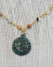 Load image into Gallery viewer, Amazonite necklace with Ohm pendant
