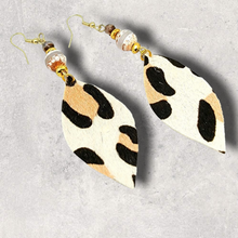 Load image into Gallery viewer, Pony Hair Leather &amp; Fire agate Earrings
