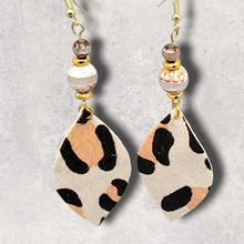 Load image into Gallery viewer, Pony Hair Leather &amp; Fire agate Earrings
