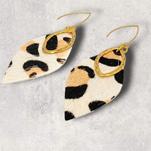 Load image into Gallery viewer, Pony Hair Leather &amp; Brass Earrings
