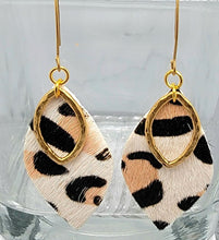 Load image into Gallery viewer, Pony Hair Leather &amp; Brass Earrings
