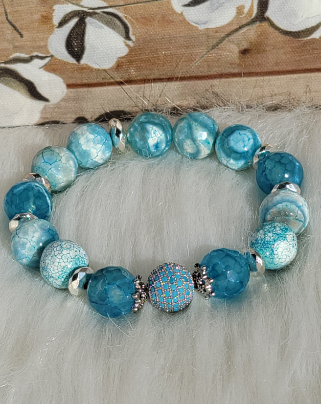 Blue Agate & Turquoise Pave